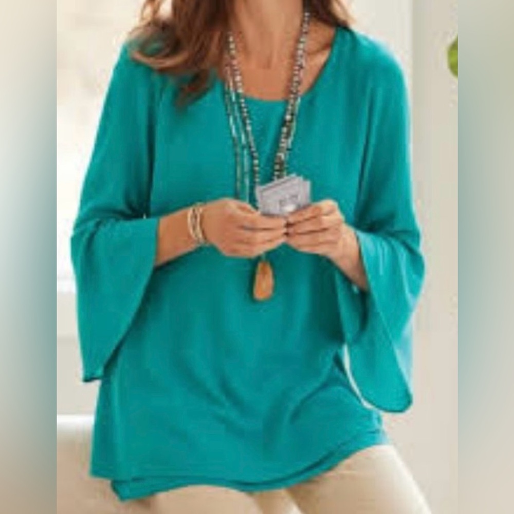 Soft Surroundings Teal Gabby Gauze Layered size XLP